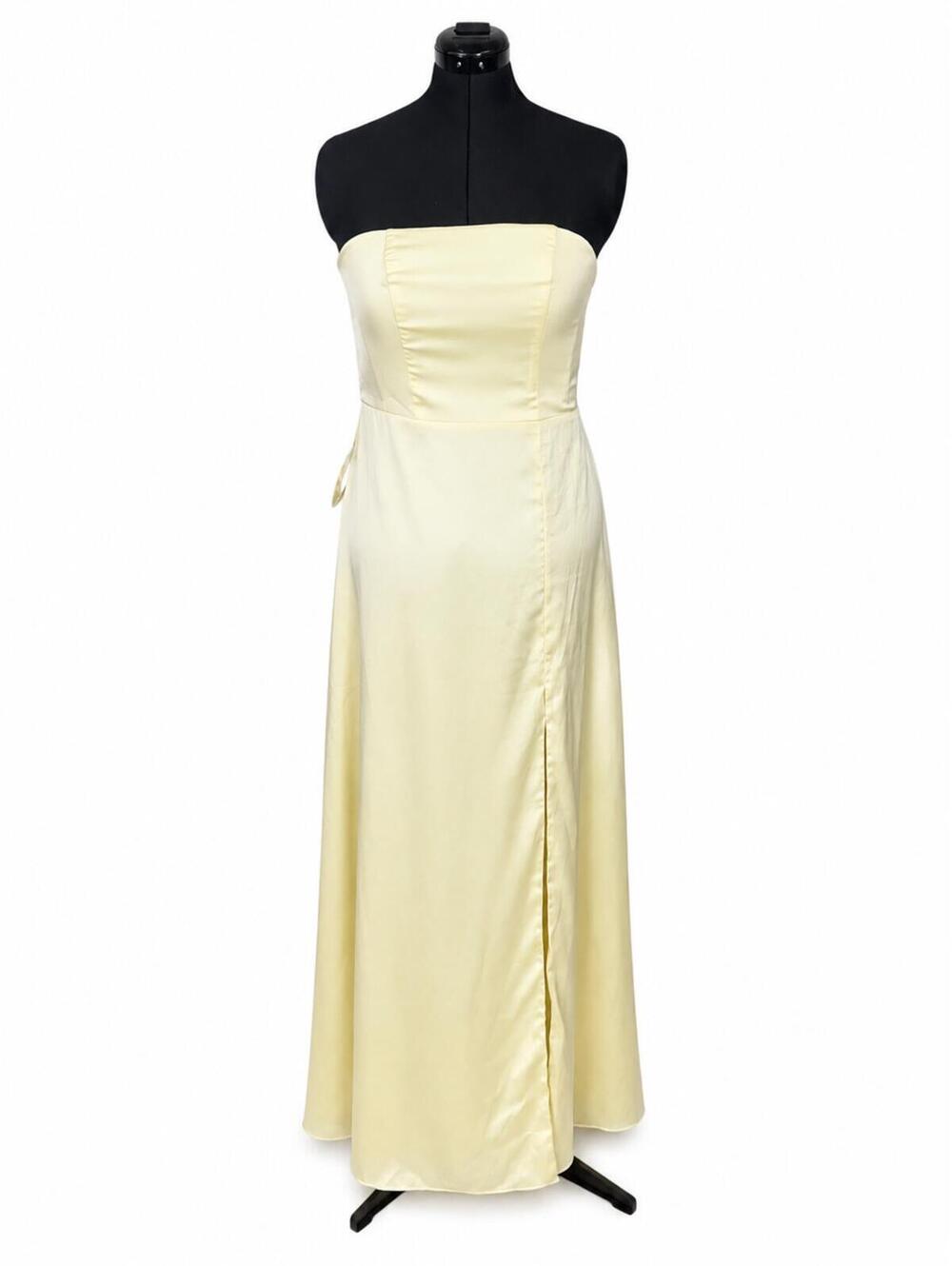 Azazie Wren Lemon Sorbet Stretch Satin A-Line Bridesmaids Dress (Size 10)